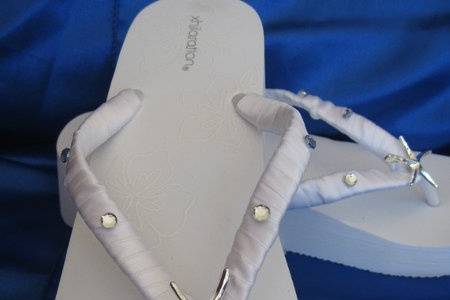 White WedgeFlip Flop with Silver Starfish