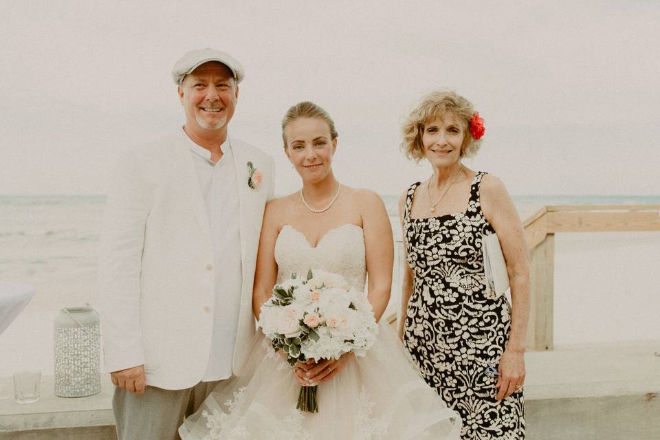 Beach wedding couple