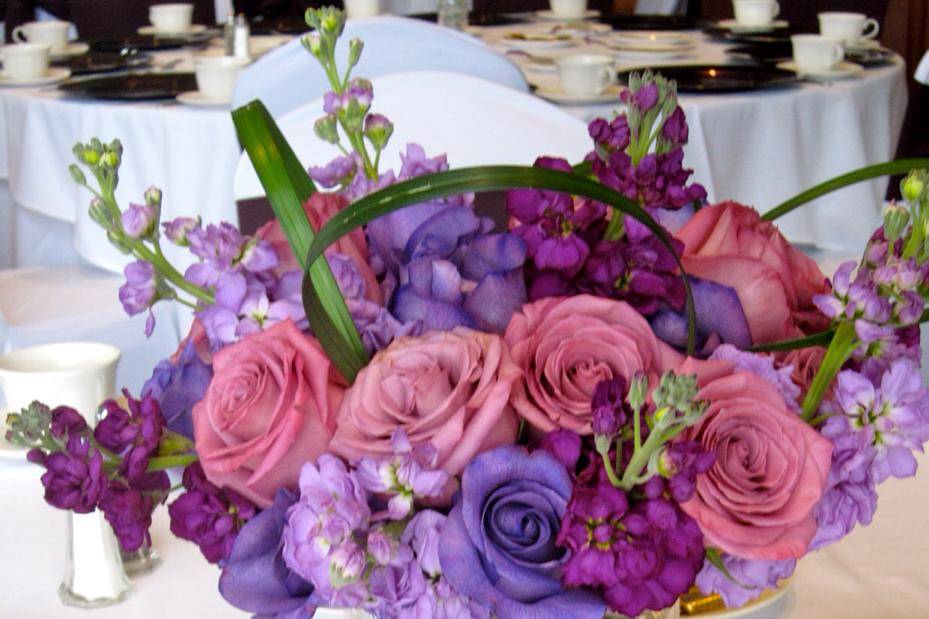 Purple and pink centerpiece