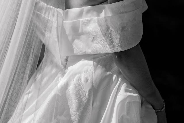 Black and white wedding dress