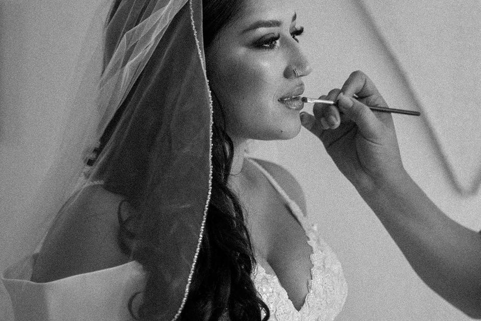 Bride getting ready