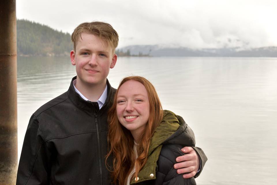 Hugging couple by Lake CDA