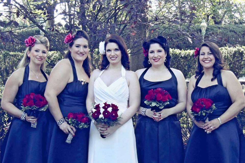 Bride and her bridesmaids