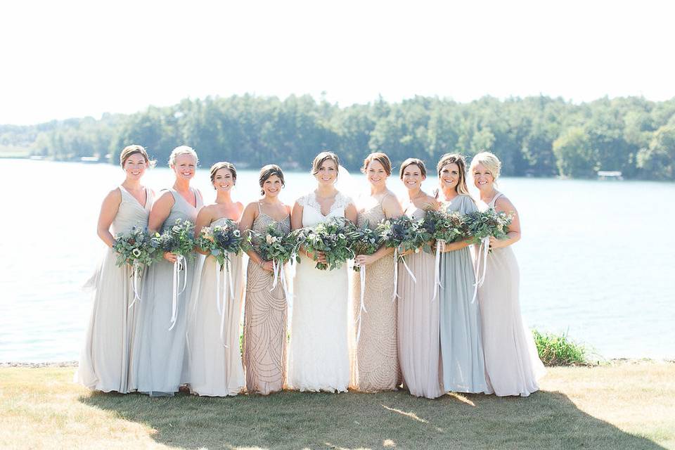 Bride and bridesmaids