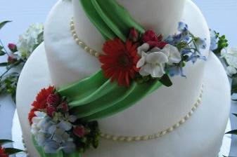 Drapped fondant and flowers