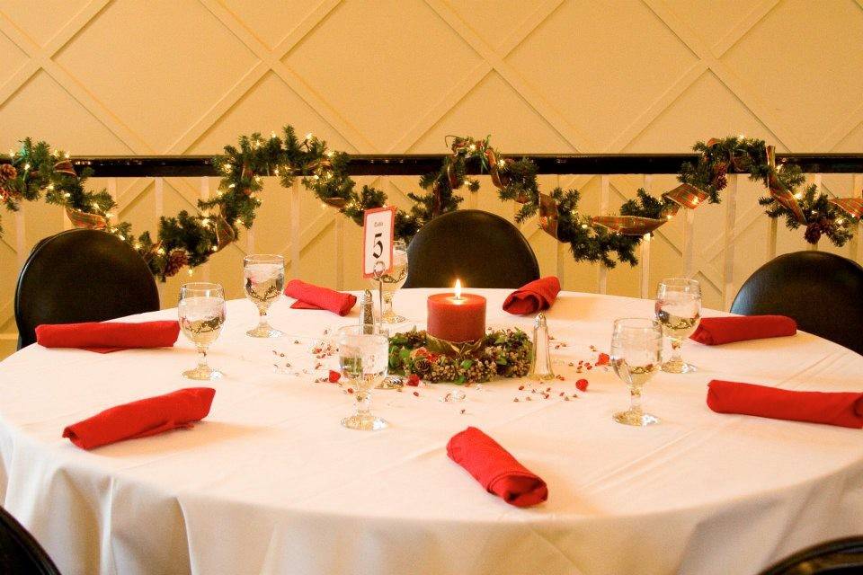 Table setup with candle centerpiece