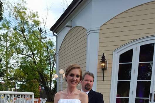 The bride holding her bouquet