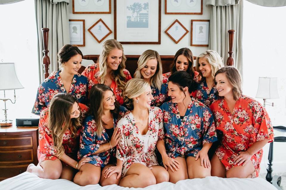 Bride with bridesmaids