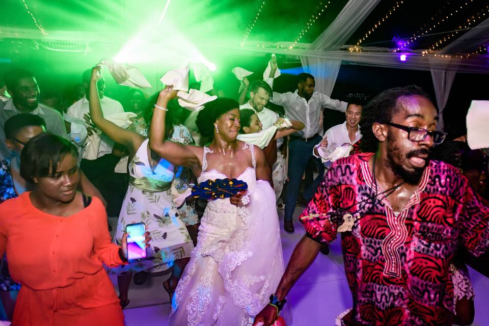 Bride leading her guests