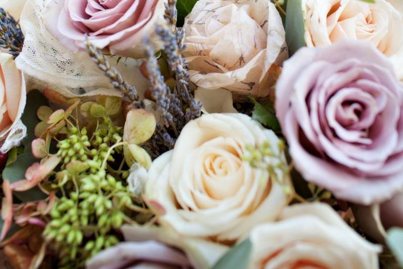 The bride holding her bouquet