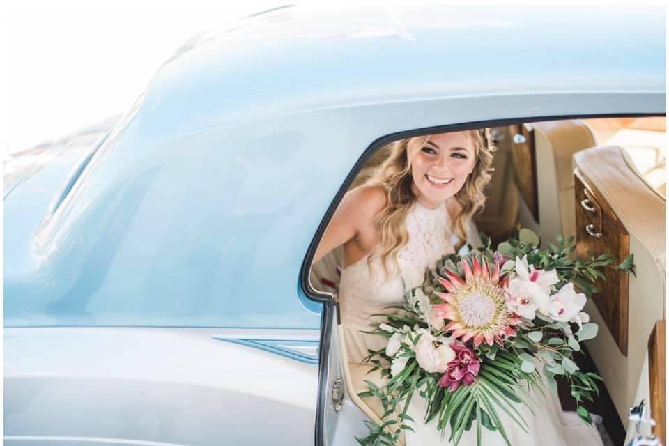 Classic car bride