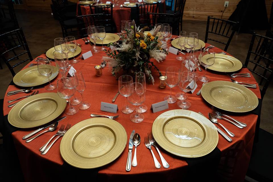 Gold Chargers place setting