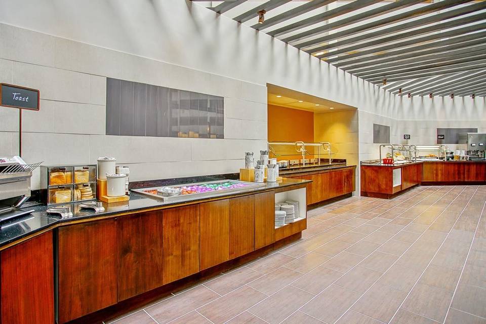 Breakfast buffet area