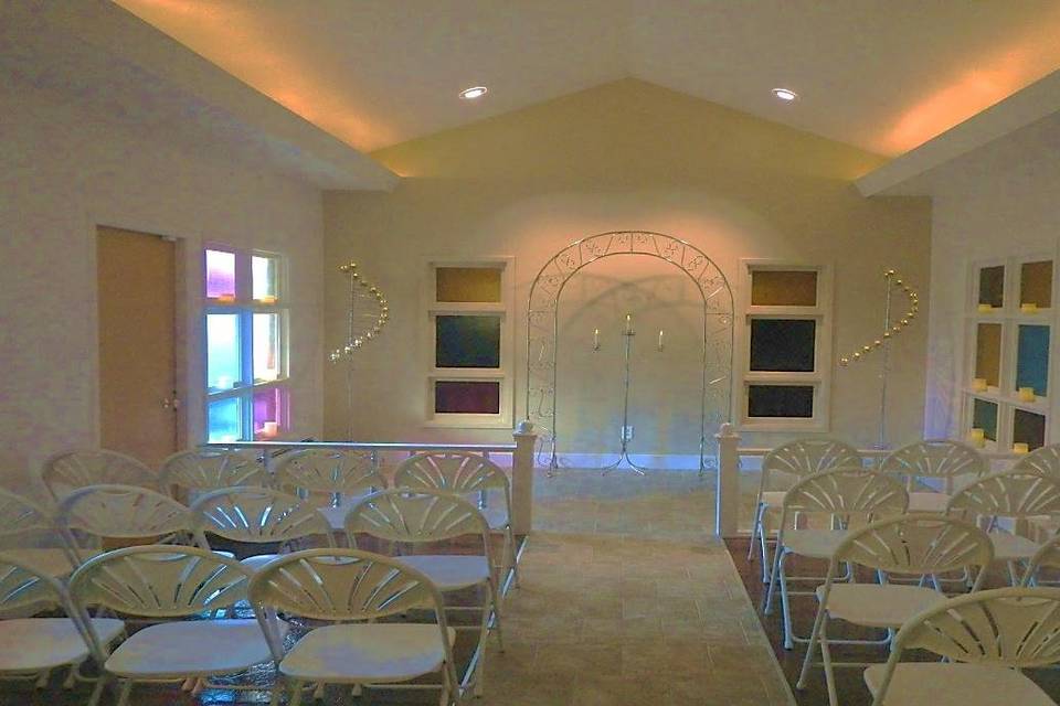 Our wedding chapel. We can decoate it to your specifications or you can decorate this beautiful space. Event Rentals, Planning & DesignWedding Rental, Party Rental, Event Rentalwww.AAEventsRentals.com