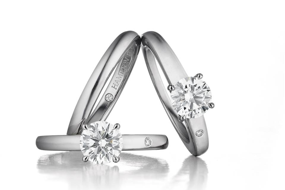 Crystal rings with diamonds on top