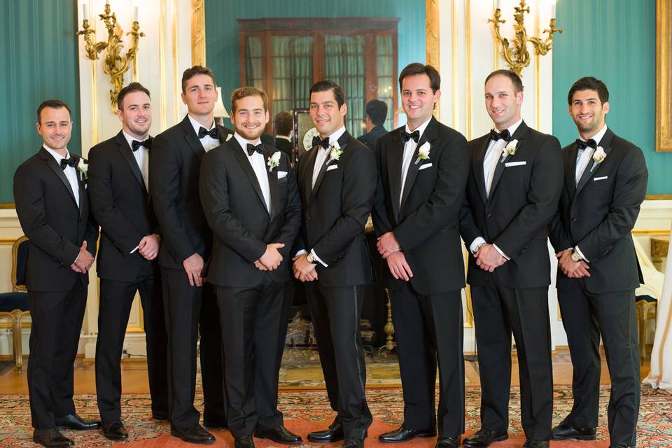 Close up of Monty and the groomsmen