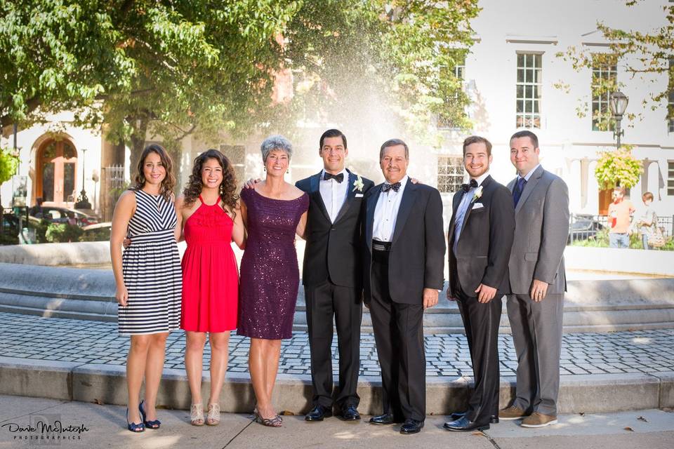 The Monteleone family at Mount Vernon Square outside the Engineers Club