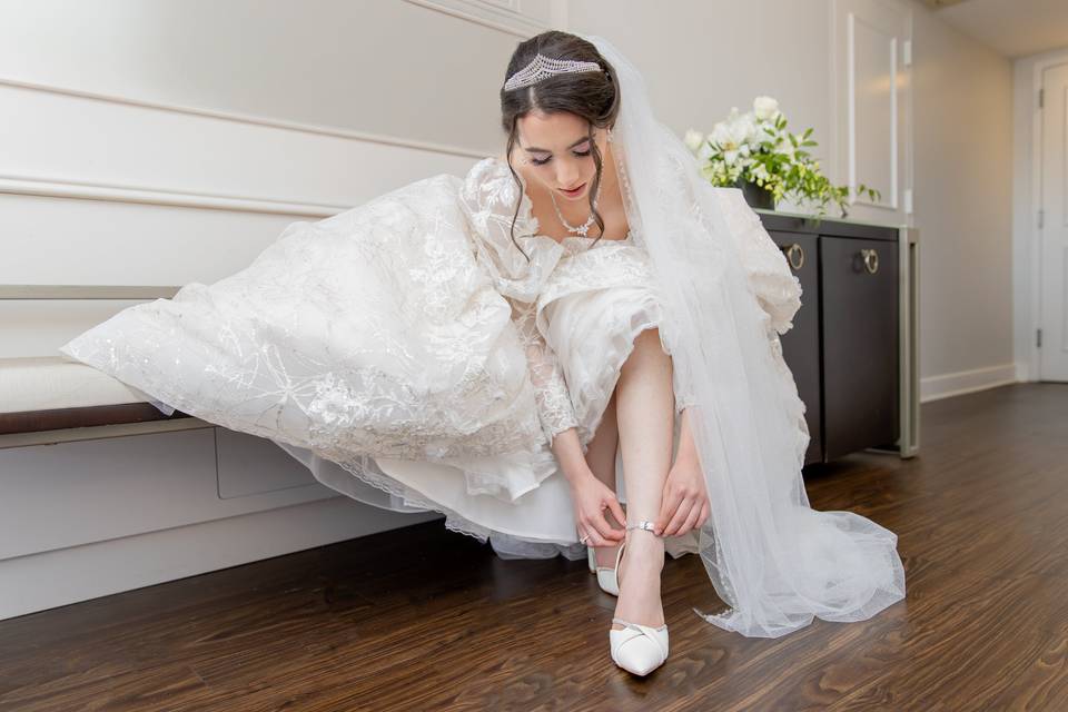Bride getting ready