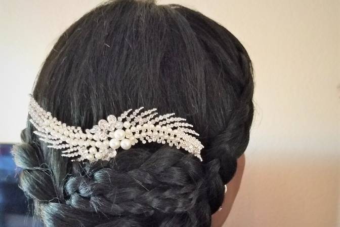 Braid updo with hair accessory