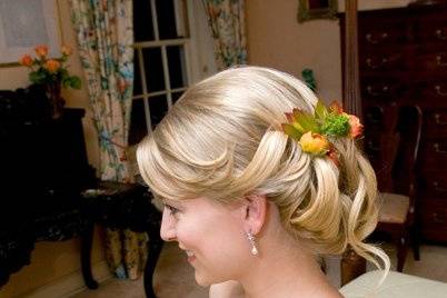 Short partial updo w jewelry