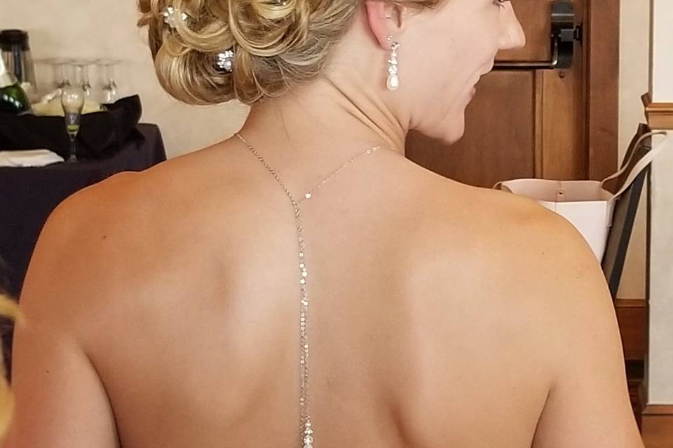 Braided updo with accessories