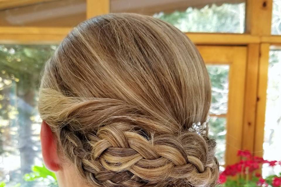 Blonde braided updo