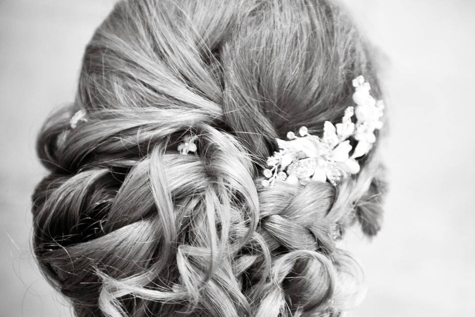 Braid updo with hair accessory