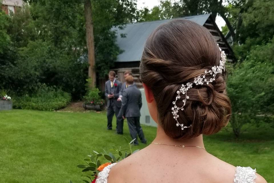 Short hair up with accessories