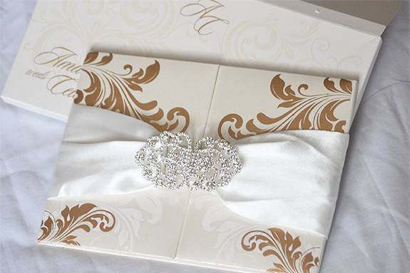 Silk box or folio invitations. Customizing the invitations in your color, theme and more details please call us at 301-874-2785. More products or available at www.colorprintoutlet.com