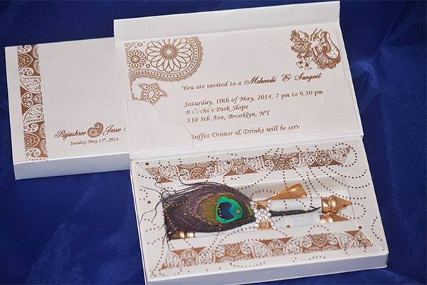Peacock theme scroll invitations. Customizing the invitations in your color, theme and more details please call us at 301-874-2785. More products or available at www.colorprintoutlet.com