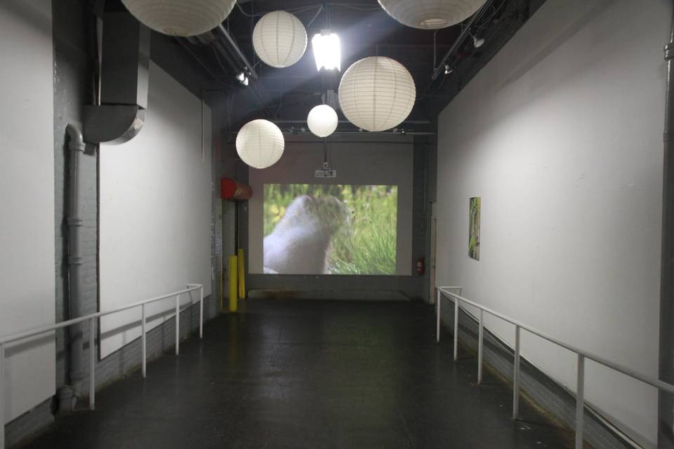 Hallway with a projector