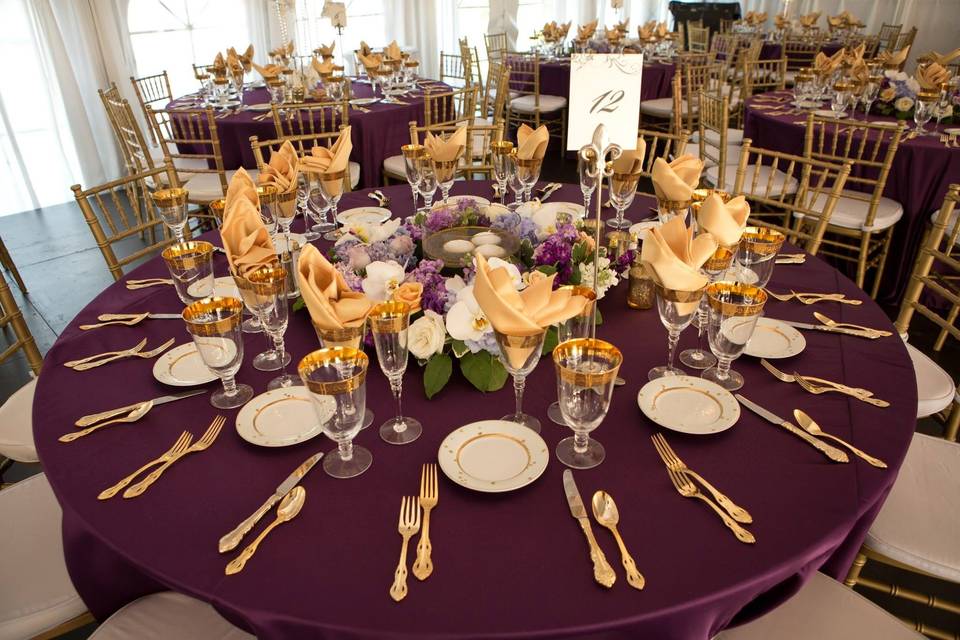 Purple + Gold tent at the Gran