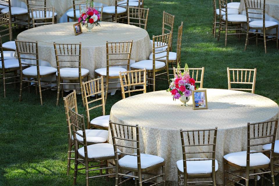 Gold chiavari and gold overlay