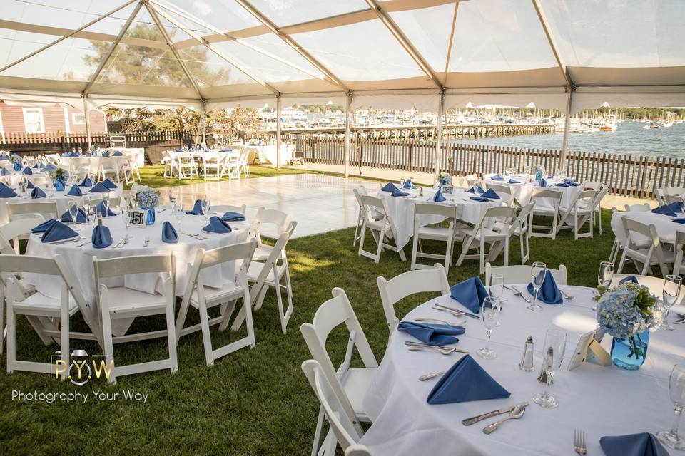 Table with flower centerpiece