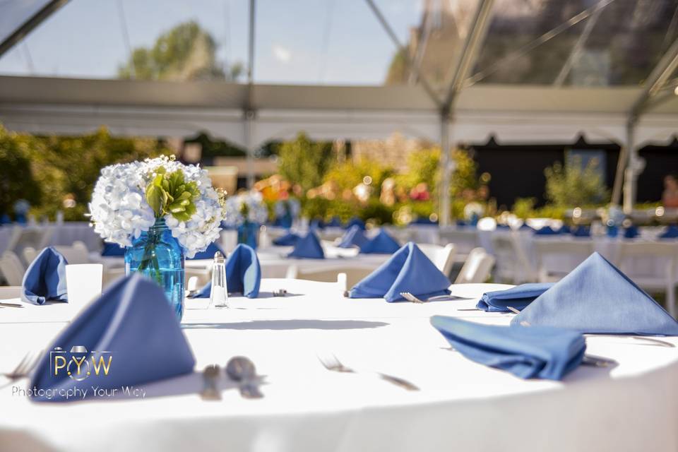 Table with flower centerpiece