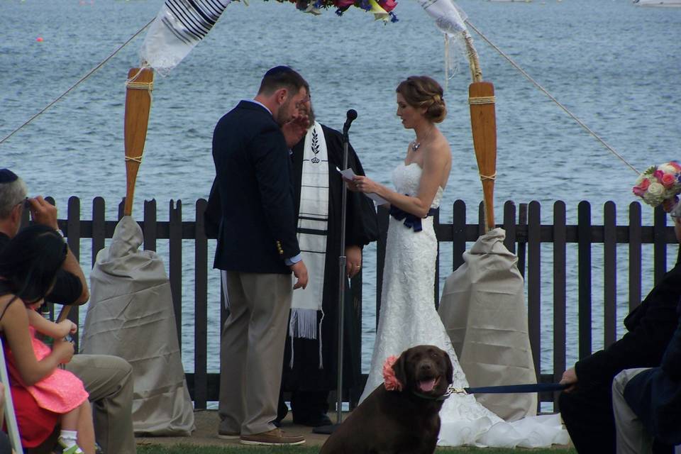 Happy couple and pup