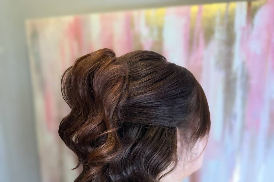 Half up half down with volume