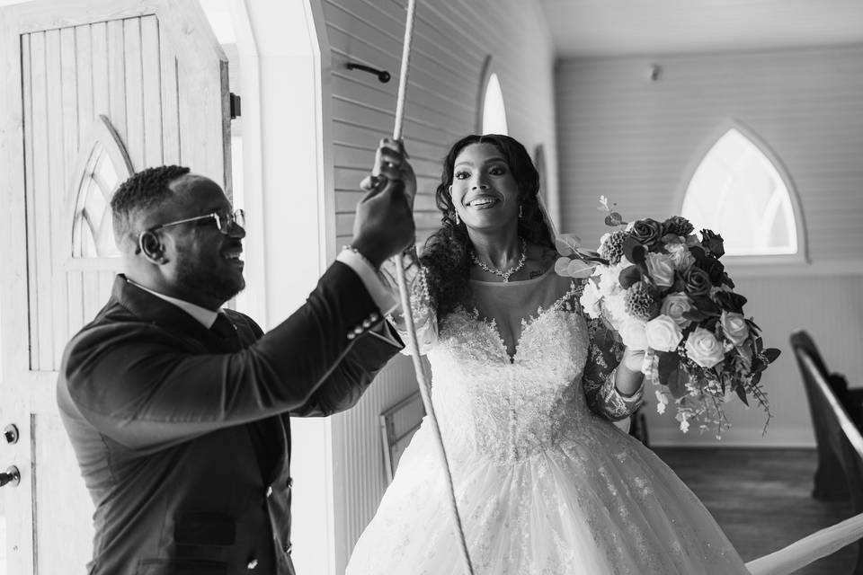 Groom walking down