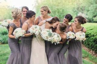 The bride with her bridesmaids