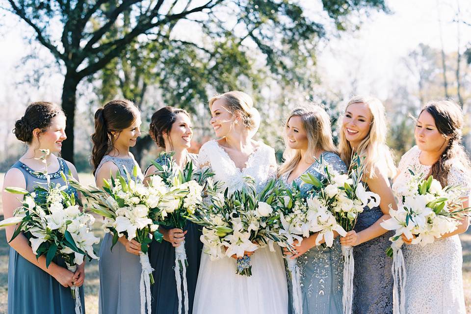 The bride with her bridesmaids