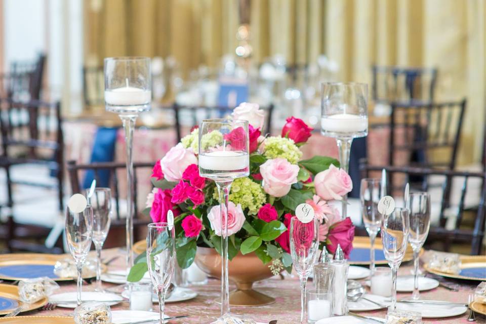 Table setup with centerpiece