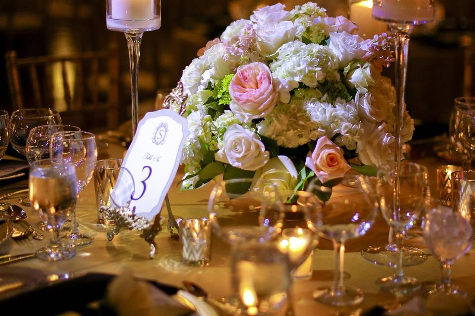 Table setup with centerpiece