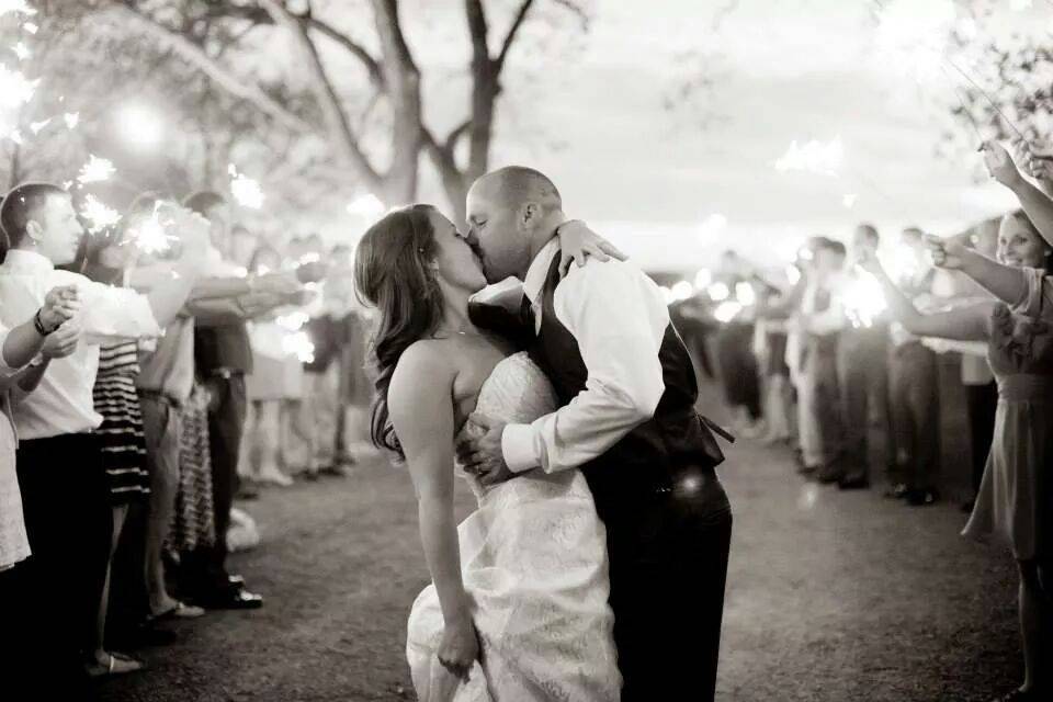 Newlyweds kiss