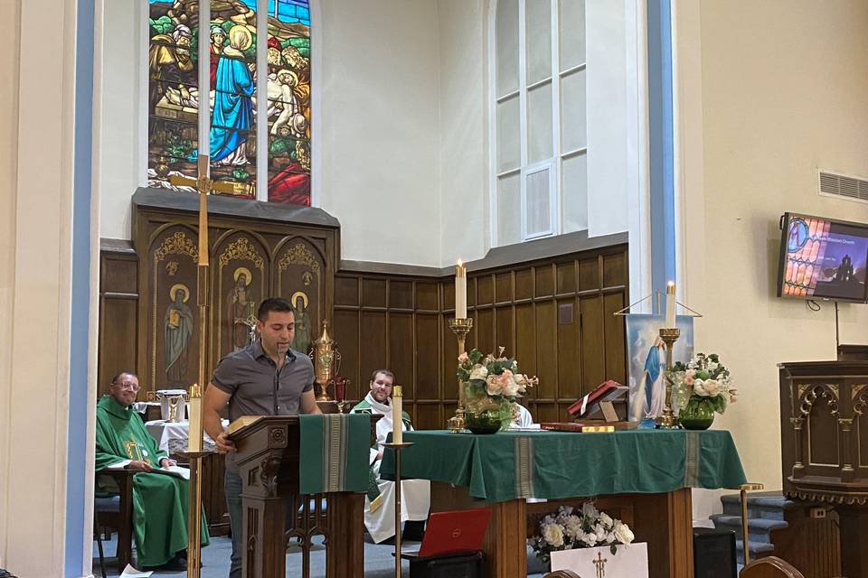 The Bride reading at Church