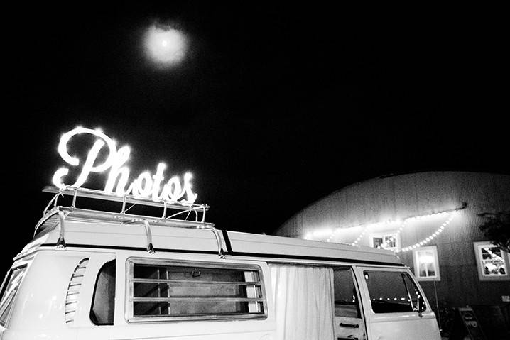 Bus under moonlight