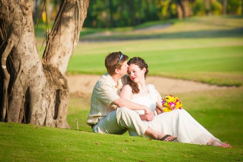 Couple in front of the church