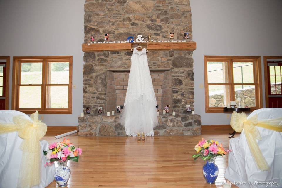 Wedding gown in upstairs Meado