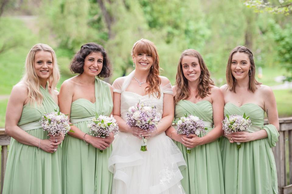 Bride and bridesmaids