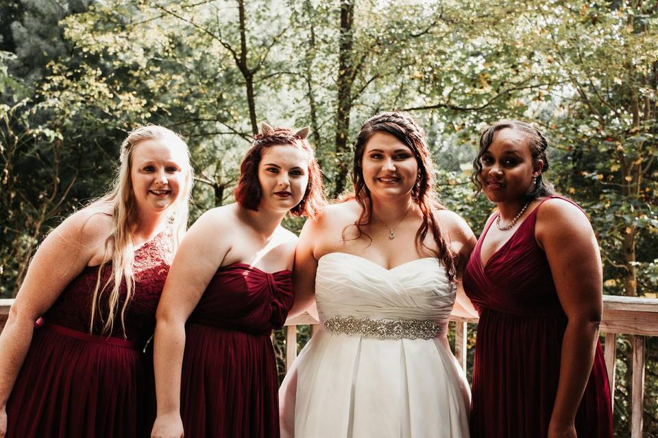 Bride with her bridesmaids