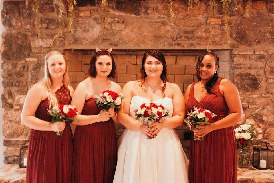 Bridal party inside Meador